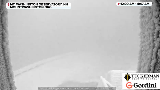 Near whiteout conditions present on mount Washington Tuesday morning.